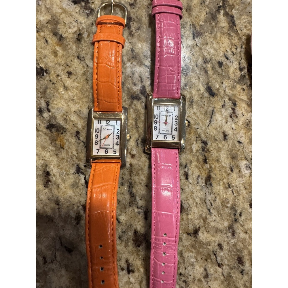 GOSSIP Pink & Gold-Tone Genuine Leather Band Ladies Watch - READ